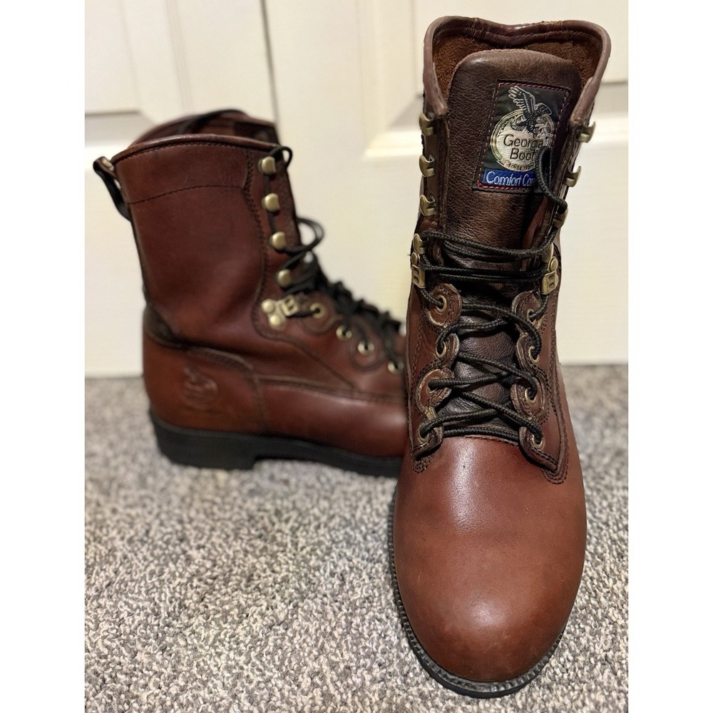 Georgia Boot G8845 Comfort Core Mens 9 W Brown Leather 8" Work Boots
